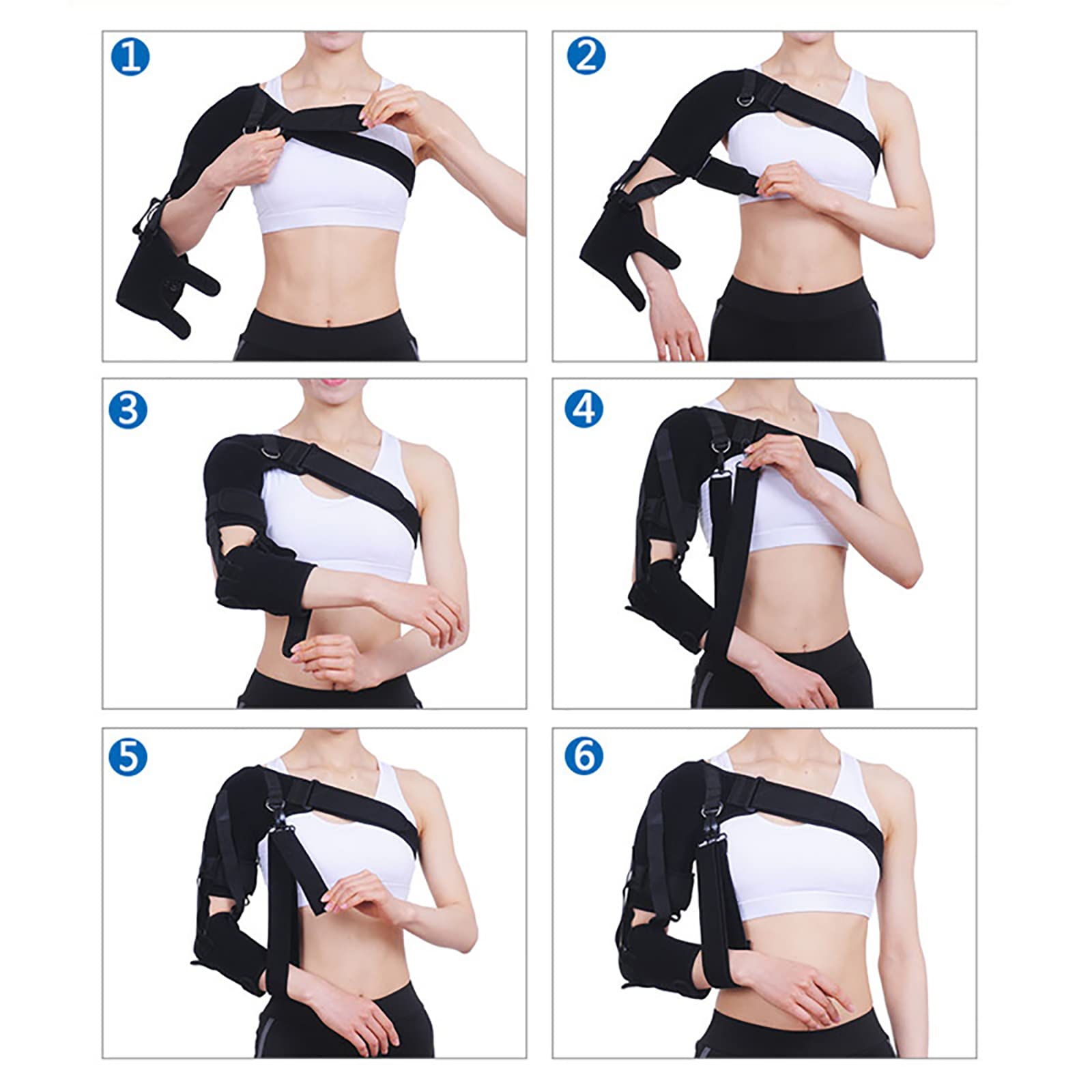 Soporte de Cabestrillo para Brazo de Hombro, Cabestrillo de Brazo de Soporte con Correas Ajustables y Almohada para axila, Soporte de Brazo de órtesis estabilizador de Hombro