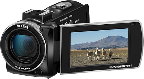 Miniatura 4 de ORDRO Z36 Videocámara 4K, cámara de vlogging de 64MP para YouTube 18X Zoom digital pantalla de rotación de 3.0 pulgadas, visión nocturna IR, mini