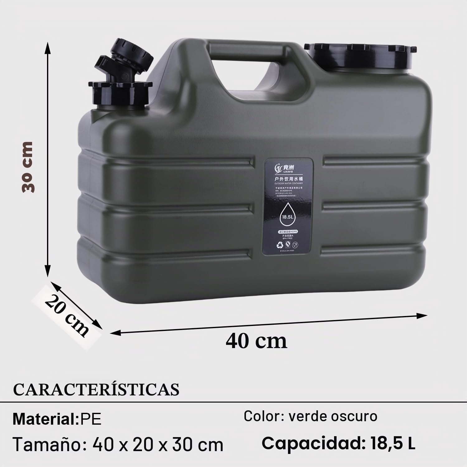 Umikk Bidón de agua con grifo de 10 – 18 L, para camping, sin BPA, bidón de agua potable, bidón portátil multiusos, depósito de agua, depósito de agua para camping con asas