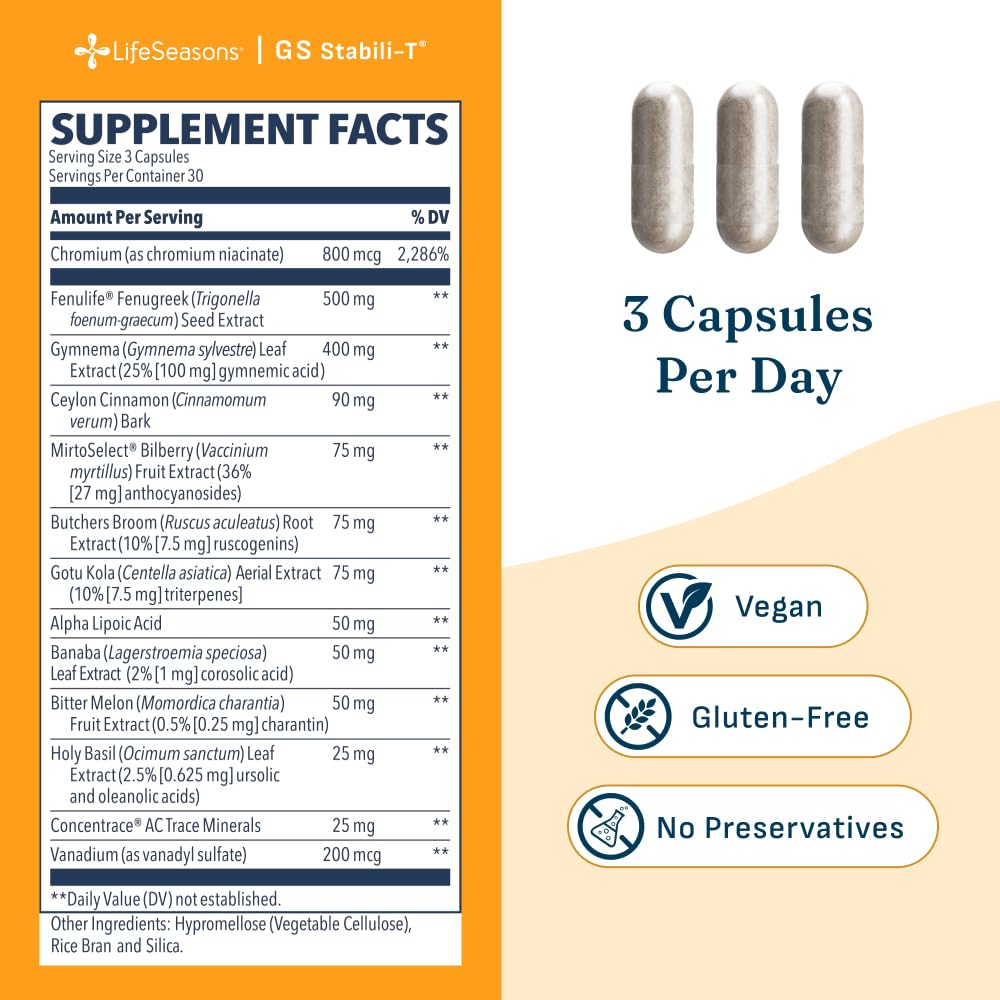 LifeSeasons GS Stabili-T - Blood Sugar Support Supplement - 90 Capsules — Amazon image 5