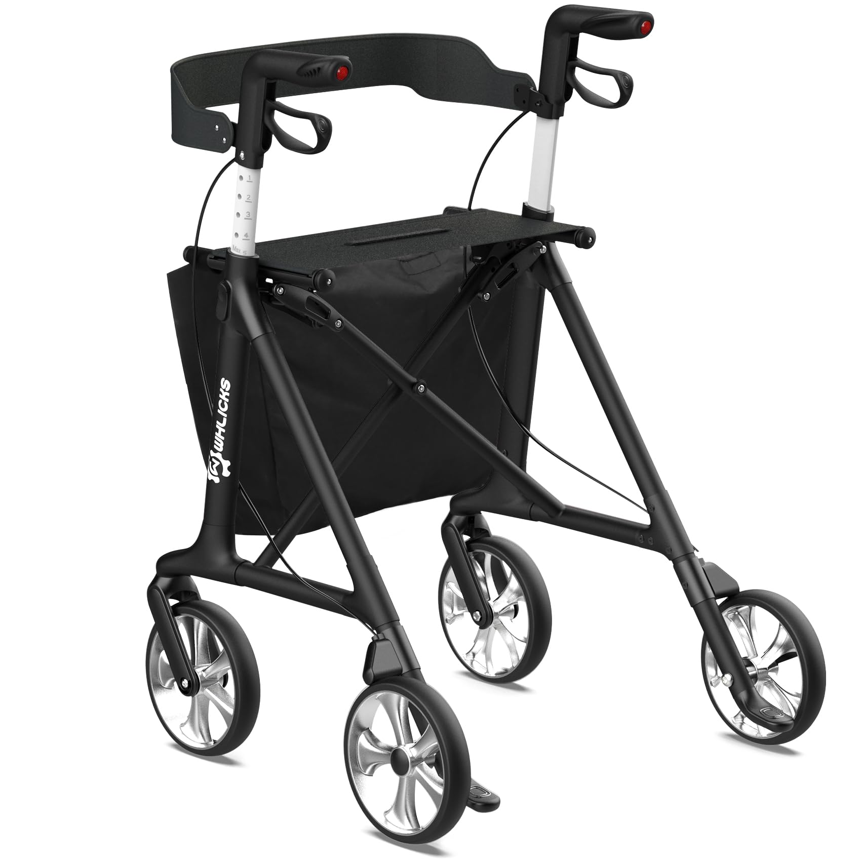 2025 Foldable Rollator Walker for Seniors, 16 lbs Lightweight Walkers, Height Adjustable Mobility Aid, 440 lbs Weight Capacity Outdoor Rolling Walker