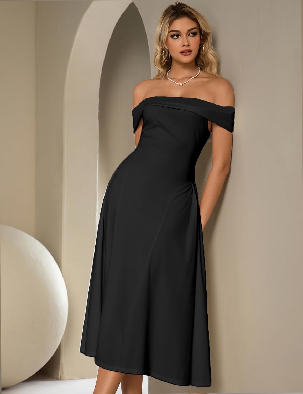 Womens Formal Dresses Off Shoulder Short Sleeve Evening Dresses Cocktail Dresses for Women - Image 3