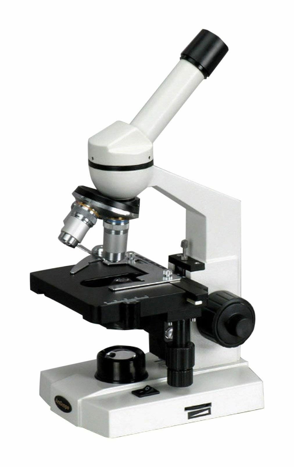 AmScope M220 Monocular Compound Microscope, WF10x Eyepiece, 400X | 40X-400X Magnification Range Compound Biological Microscope Mechanical Stage Brightfield Imaging Built-In Condenser