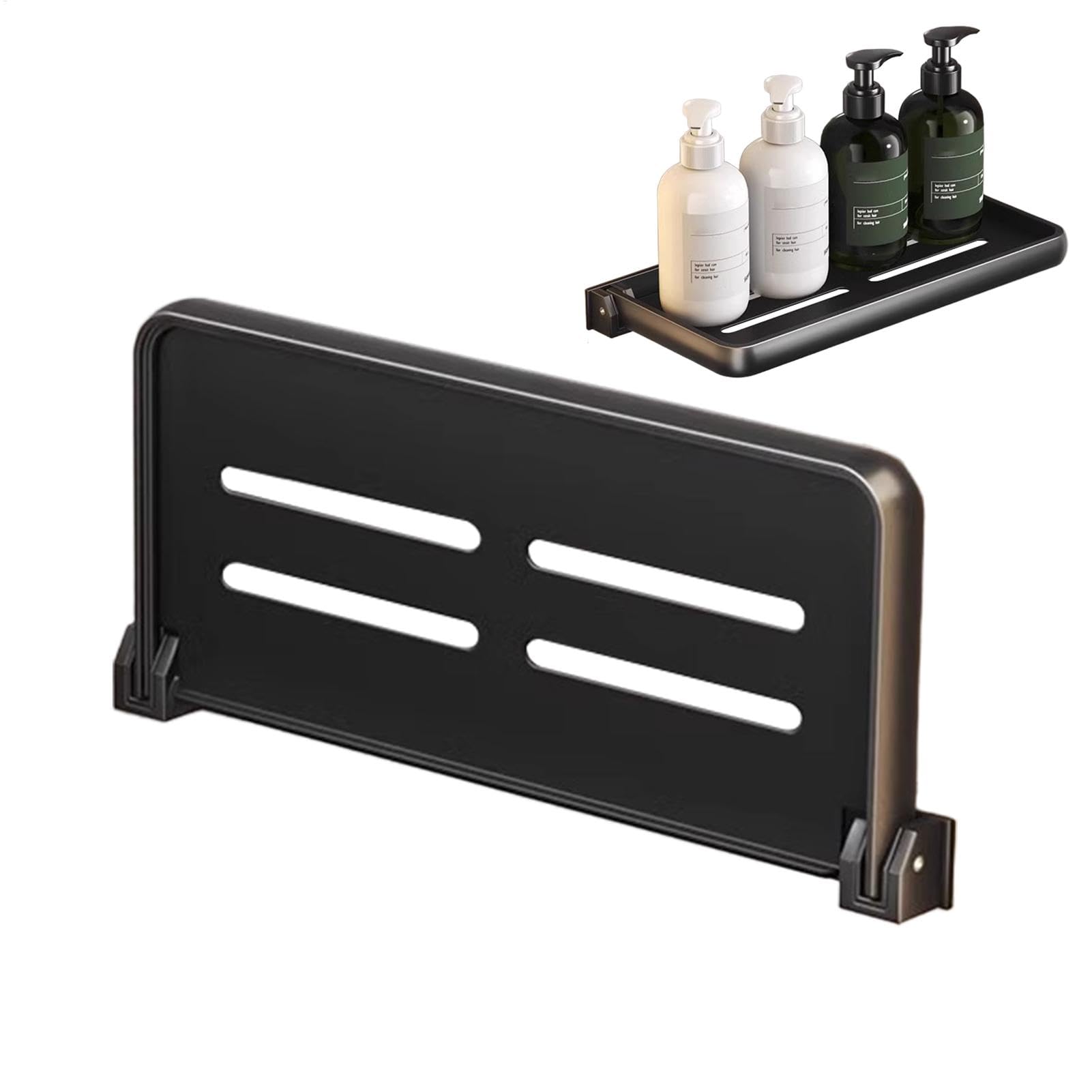 Bathroom Shower Rack - Waterproof Bathroom Storage Small Fold Down Wall Shelf Space-Saving Shower Caddy Foldable Floating Rack