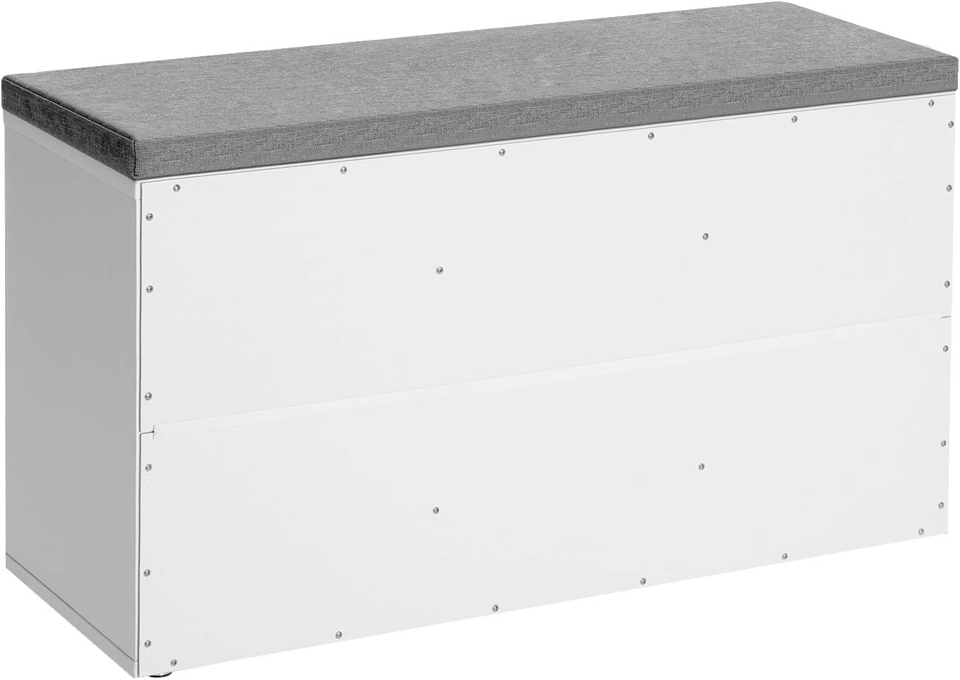 VASAGLE Shoe Bench with 6 Compartments and 3 Adjustable Shelves, Cushioned Seat, Compact and Narrow, for Entryway, Hallway, White + Gray : Home & Kitchen
