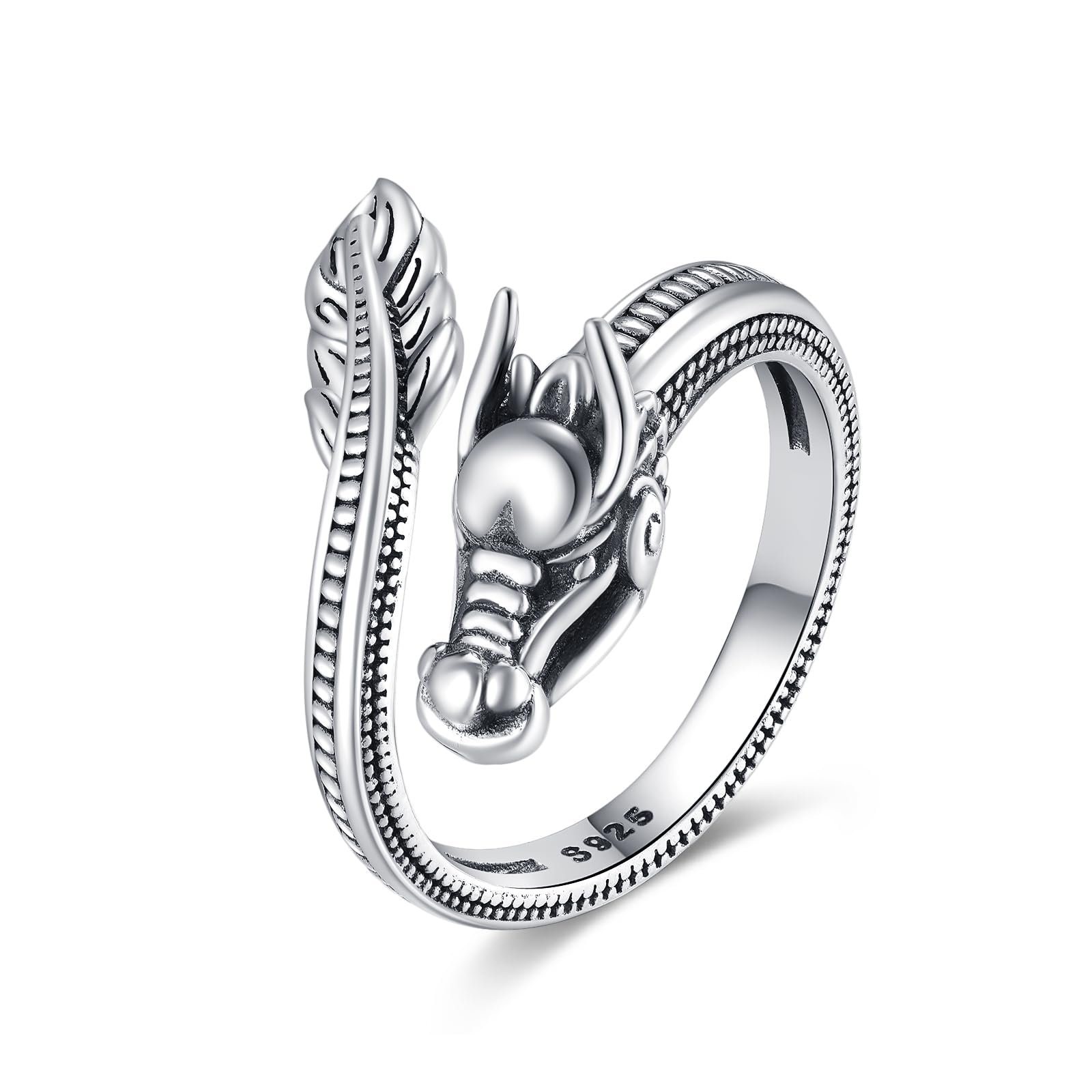 Drachen Ring 925 Sterling Silber Verstellbarer Öffnungsring Mythischer Schmuck Geschenk für Männer Frauen