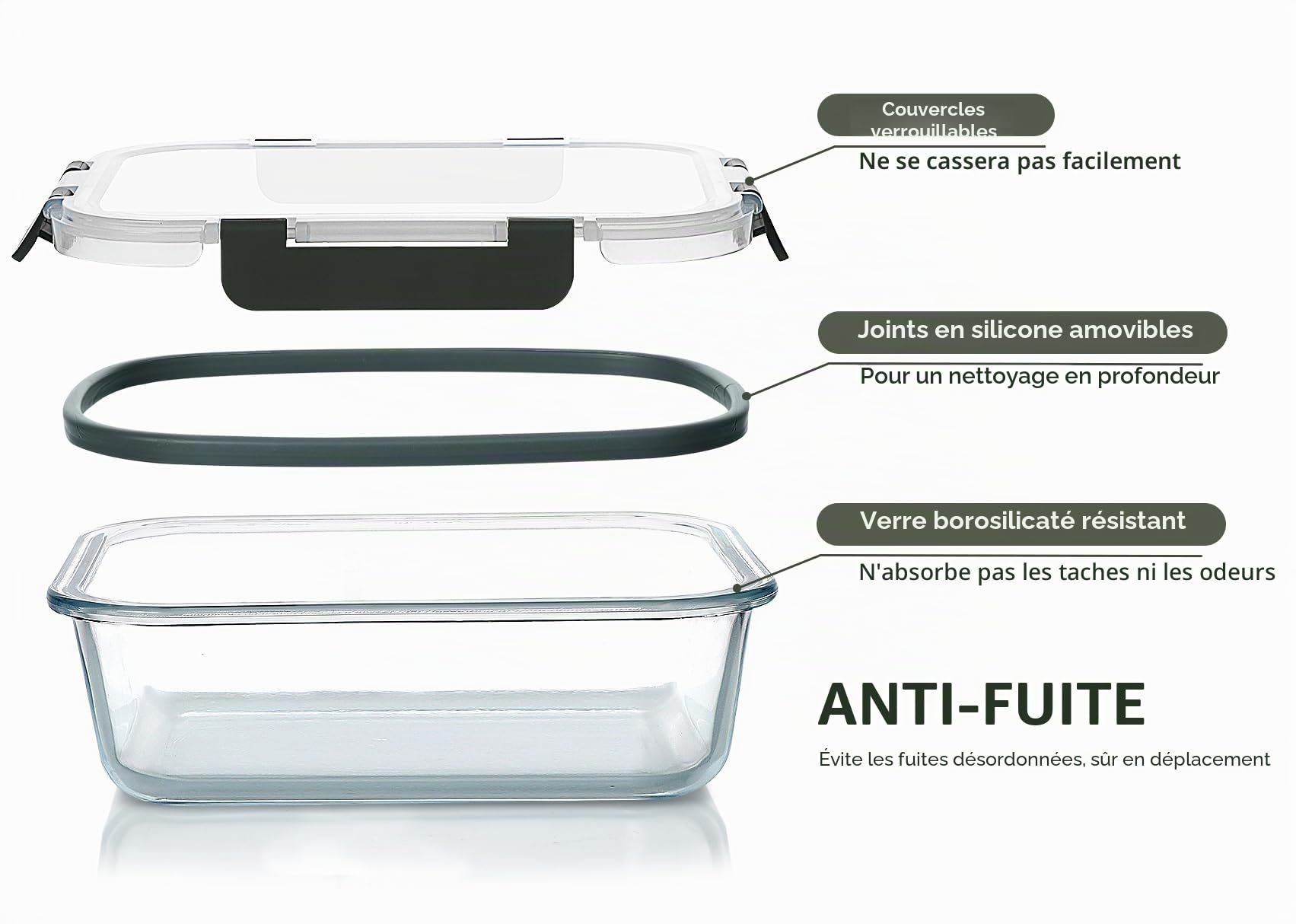 MCIRCO Lot de 12 boîtes de rangement en verre