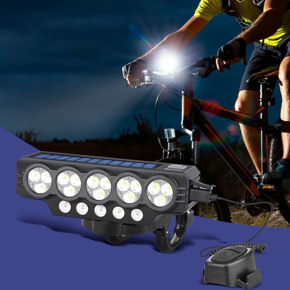 Illuminazione Bici Anteriore 20 LED Solare USB Ricaricabile Impermeabile Alta Luminosità Per Ciclisti Notturni