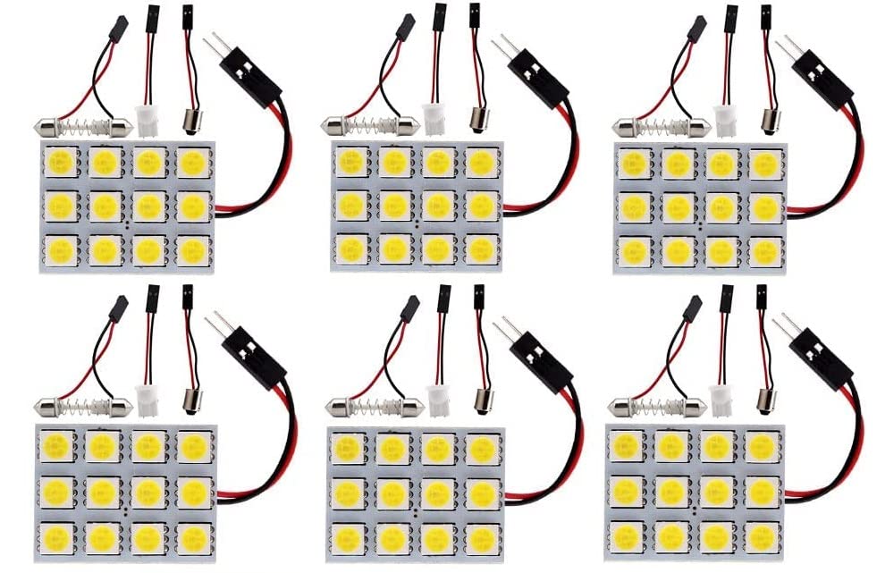 ICBEAMER 6 pcs 12 LED 5050 SMD Panel High Power Interior Map Dome Door Light Replace Halogen Bulbs Lamp [Color: Red]