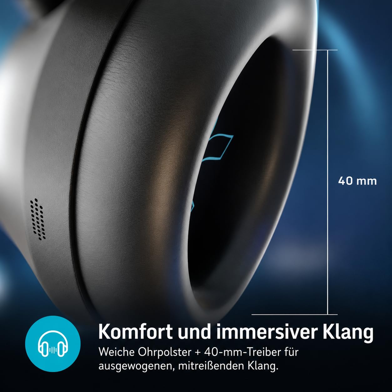 Nilait Aera Auriculares Inalámbricos Bluetooth 5.4 con Cancelación de Ruido ANC, Drivers 40mm, 4 Micrófonos, Sonido Envolvente, Batería Larga Duración, Cascos Bluetooth Negros