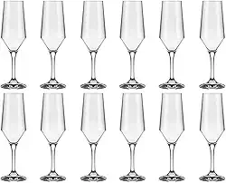Jogo 12 Taças Champanhe Espumante 186ml SM Buffet Nadir Figueiredo Vidro Transparente