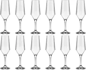 Jogo 12 Taças Champanhe Espumante 186ml SM Buffet Nadir Figueiredo Vidro Transparente