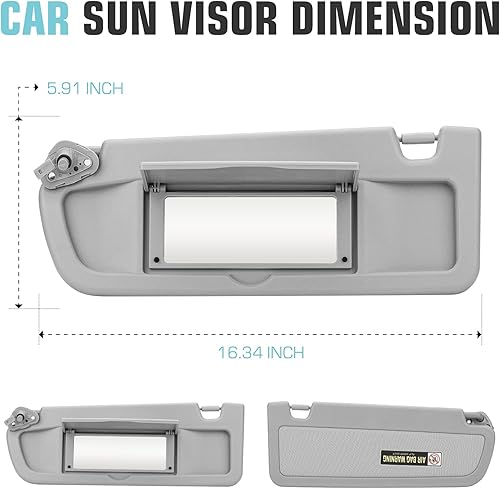 Miniatura 3 de Visera solar del lado del pasajero derecho para Honda Civic EX LX Sedan SI Coupé 2006 2007 2008 2009 2010 2011 83230-SNA-A01ZA (gris)