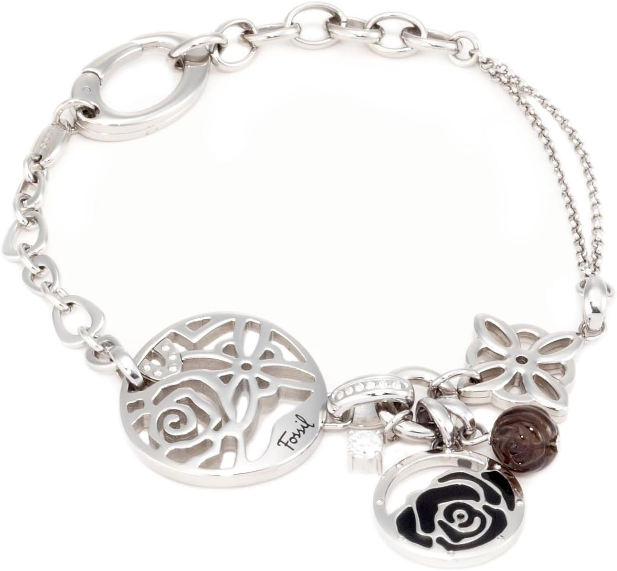 Fossil Pulsera Drey De Acero Inoxidable Con Placa