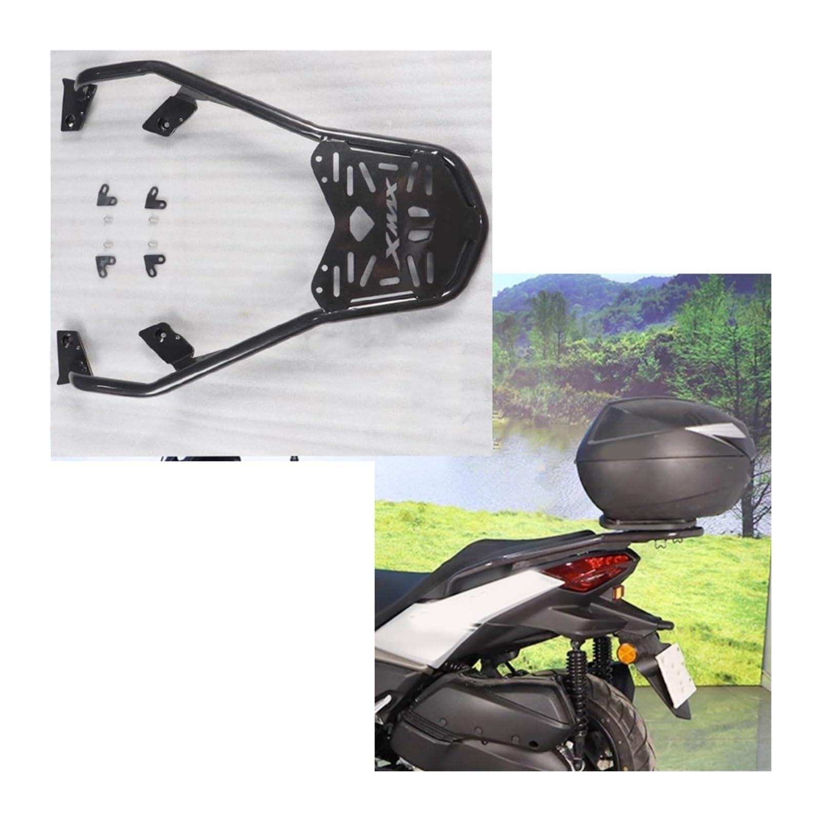 Posteriore Per Y&amaha XMAX300 XMAX-300 2023 Moto Ipiano Contropunta Supporto Bauletto Posteriore Motociclo Portapacchi(Black shelf)