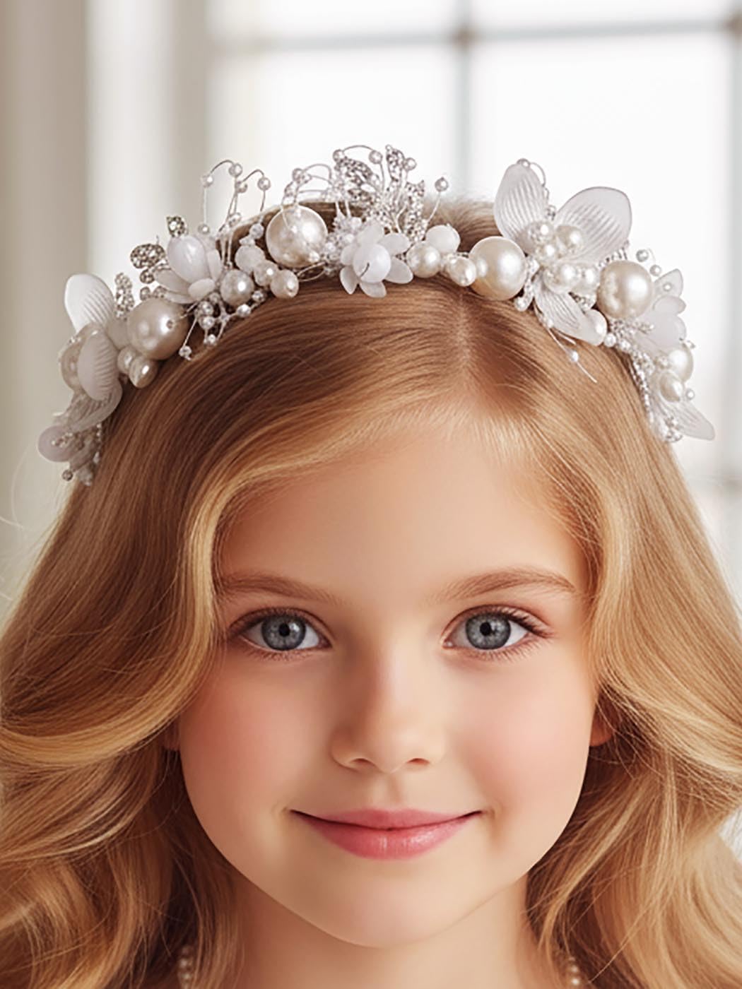 2 fasce per capelli per bambine, con design a principessa, in rete