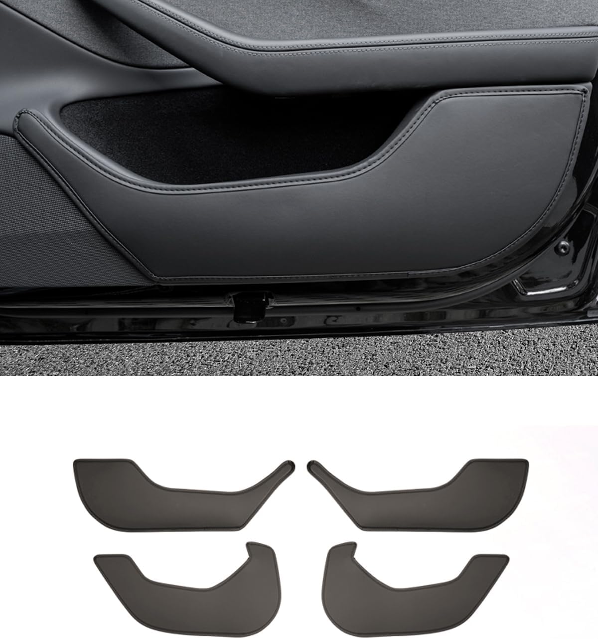 Car Door Anti Kick Pad，Model 3 Leather Fabric D oor Panel Protectors Compatible with Tesla Model 3 Highland Interior Accessories (Set of 4) (Model 3 Highland Door Panel Protector)