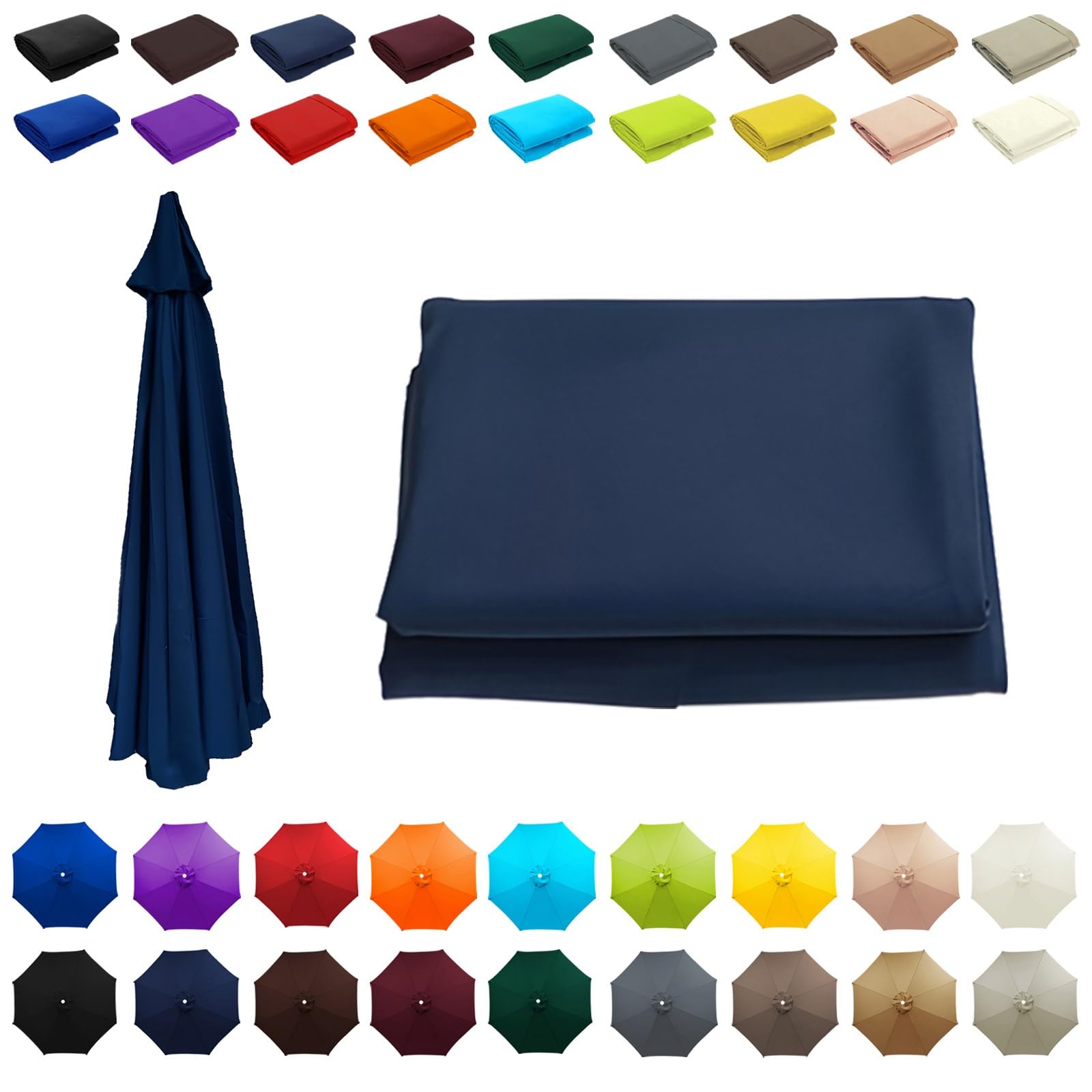 3.5m Umbrella Replacement Top, Garden Parasol Umbrella for 8 Ribs, Rainproof, Canopy Only, for Garden, Beach, Market, Pool, Yard(Dark Blue) — image 1