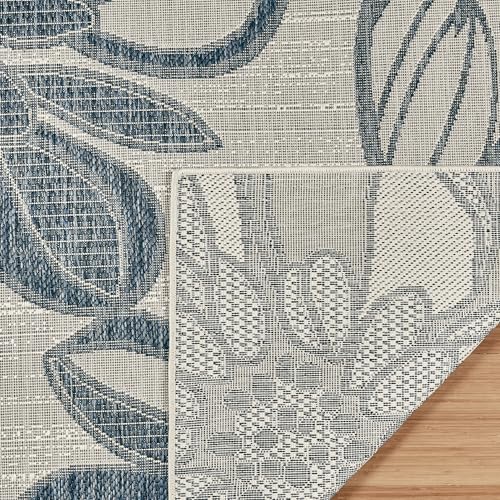 Gertmenian Indoor Outdoor Casual Area Rug - 6x9 Medium, Fade Resistant, Ideal for High Traffic in Living Room, Bedroom, Patio - Woodbury Floral, Navy, 28814