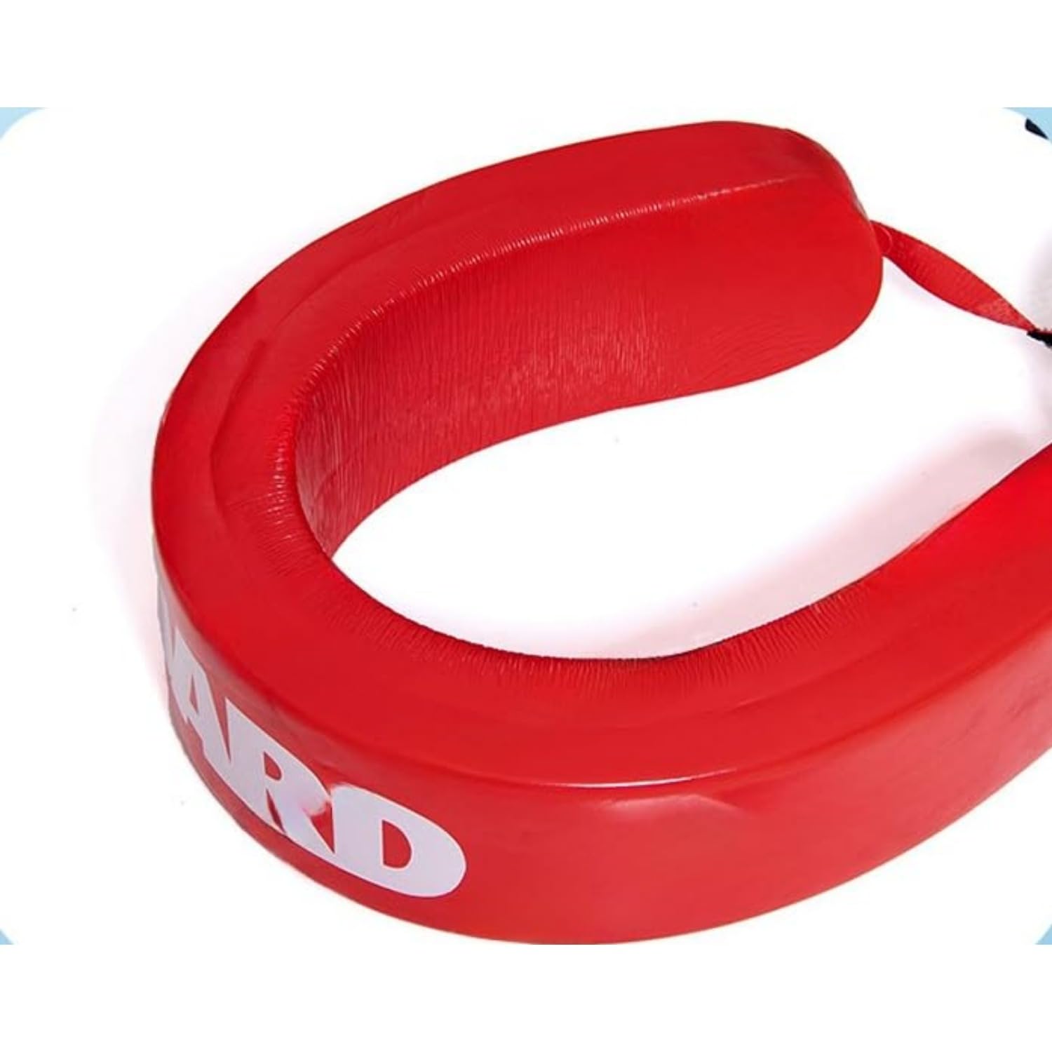 Tubo de rescate profesional de salvavidas, rojo con texto de protección blanco, flotador de seguridad de agua resistente para piscinas y rescate en la playa