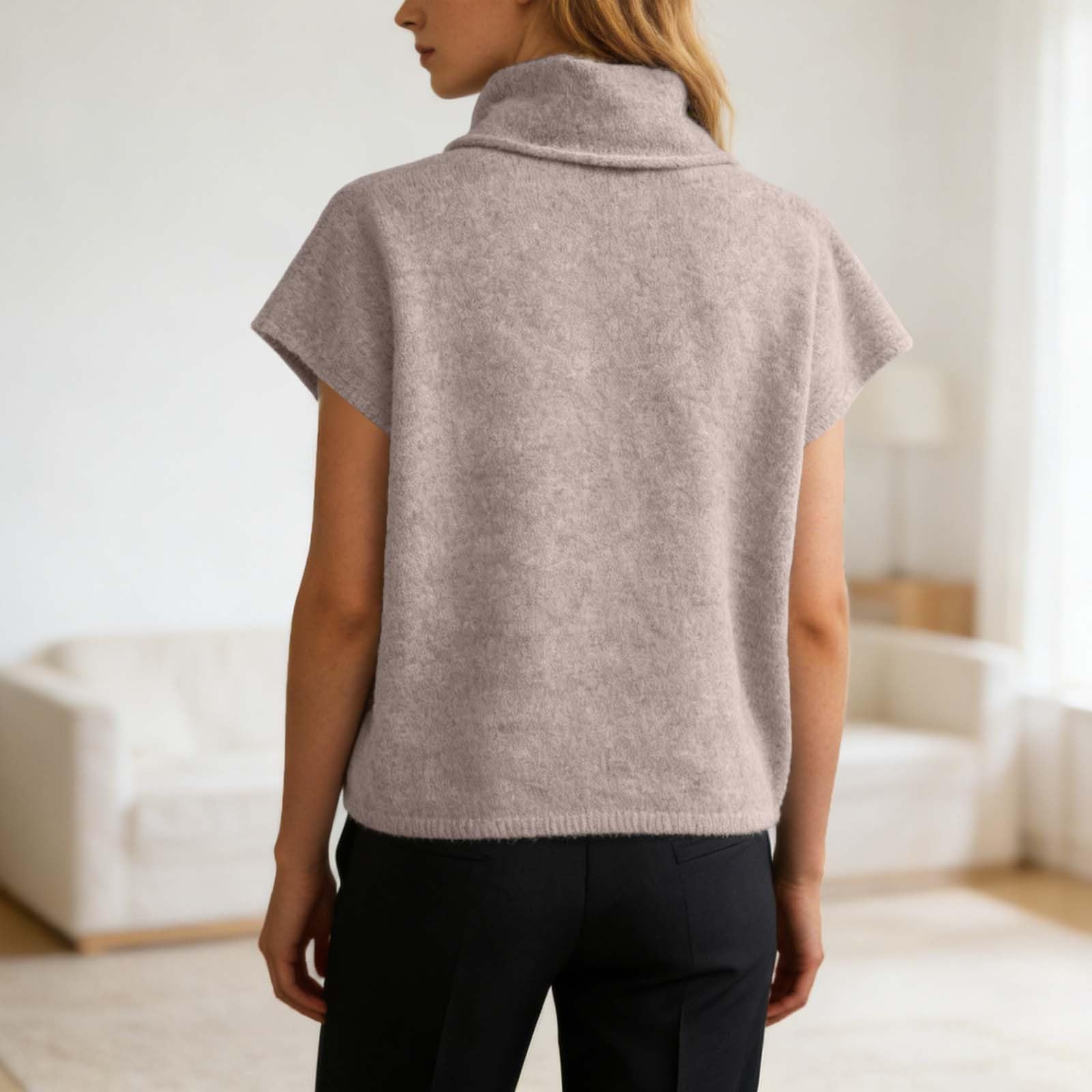 Sudadera Mujer Sin Capucha，Suéter Holgado Cuello Mangas murciélago Tejido para Mujer Casual Verano