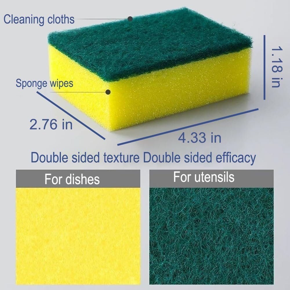 Pro | 12 Pcs Kitchen Cleaning Sponge, Double Face Non-Scratch Scrub Sponge, Long Lasting, Super Absorbent Cleaning Supplies, for Kitchen Dishes and Cleaning 2026 - view 1