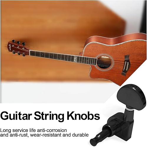 Miniatura 31 de SAPHUE Afinadores de guitarra de 4.331 in, un juego de llaves de afinación de guitarra clásica negra 1R1L, clavijas de cuerda para guitarra clásica