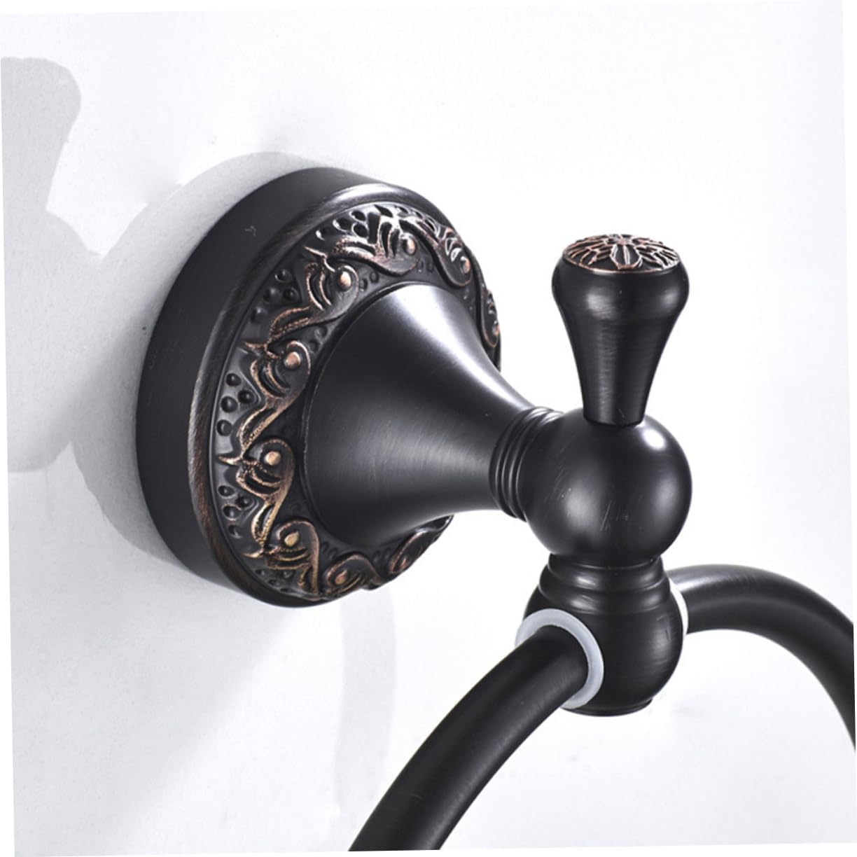 DOITOOL Vintage Towel Rack Black Bronze Brushed Ring Simple Wall Mount No Instructions Needed Heat Resistant Vinyl