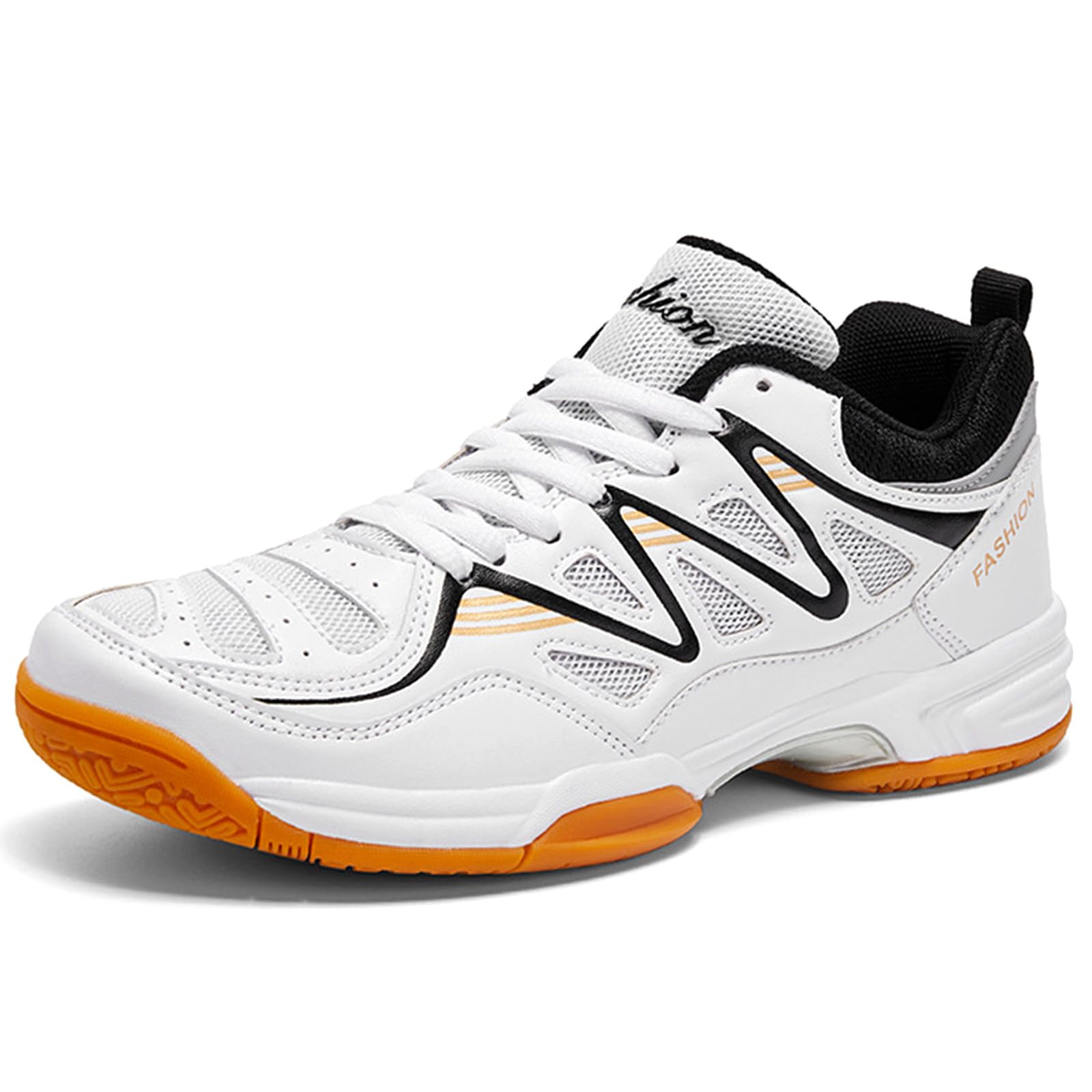 Zapatillas De Tenis Bádminton para Hombres Zapatos De Entrenamiento En La Corte Interior Anti-Slip Liviano para Voleibol De Calabaza De Raqueta,Blanco,44 EU