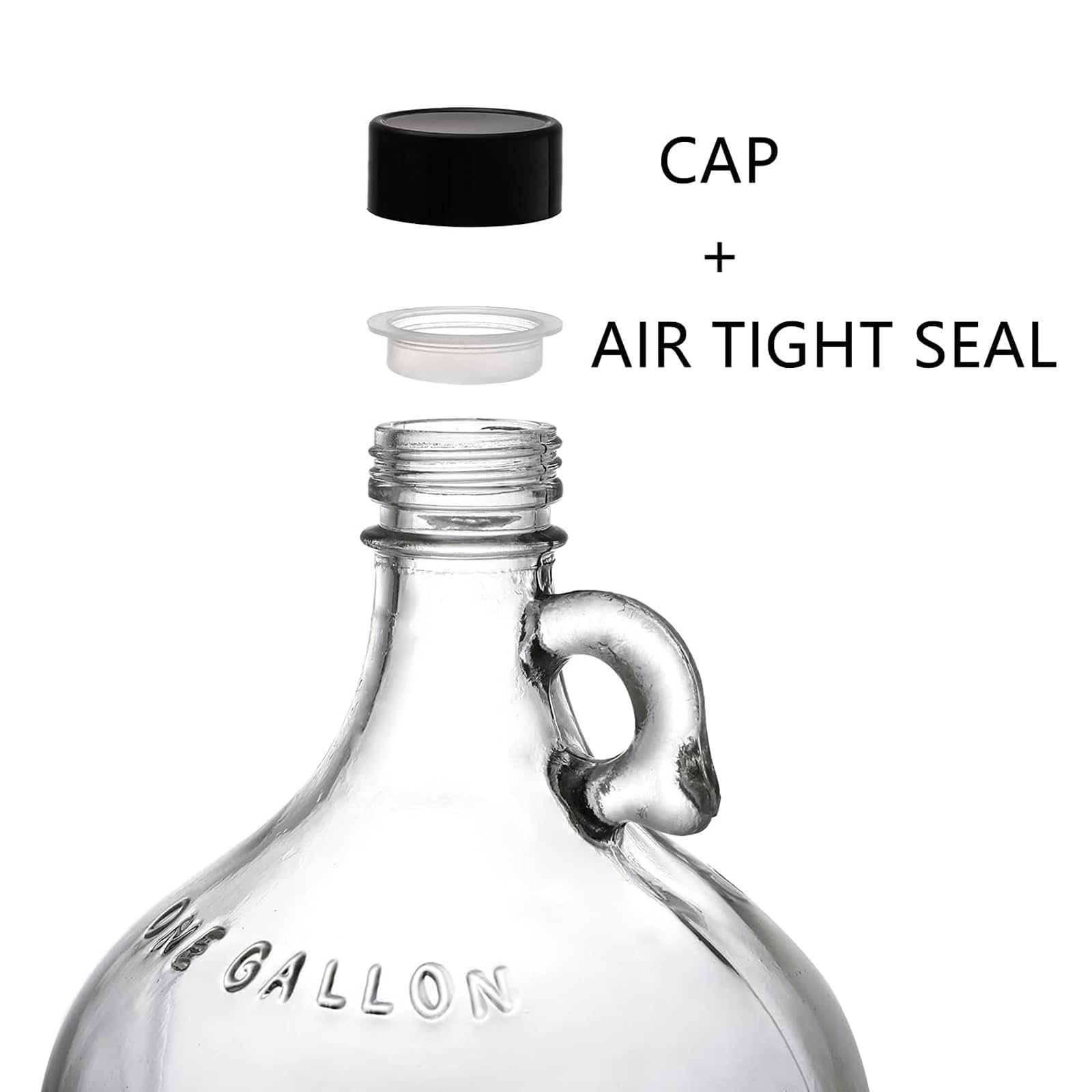 ANZAGA Jarras de Vidrio de 1 galón, Jarra de fermentación Grande de 128 OZ con Tapa sellada, Botella Carboy para cultivador de Vino con asa