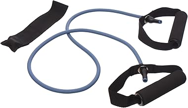 حبل مقاومة بمقبضين لتمارين اللياقة البدنية والتمارين المكثفة مصنوع من مواد متينة - لون أزرق