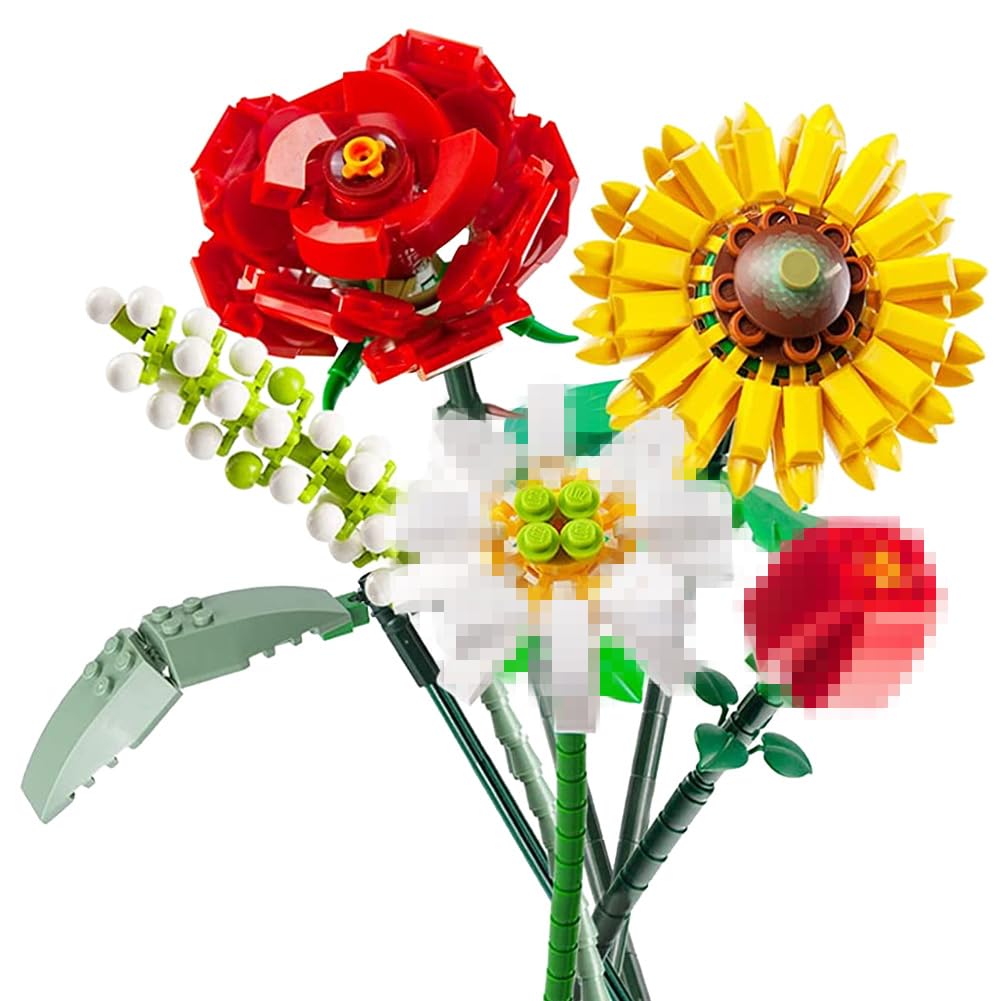 OSDUEFlower Bouquet Building, Artificial Flowers Building Blocks, Flower Bouquet Adult Building Kit Sets, Decorative Home Accessories for Gift, Valentine's Day Idea, Building Bricks ​Construction Set