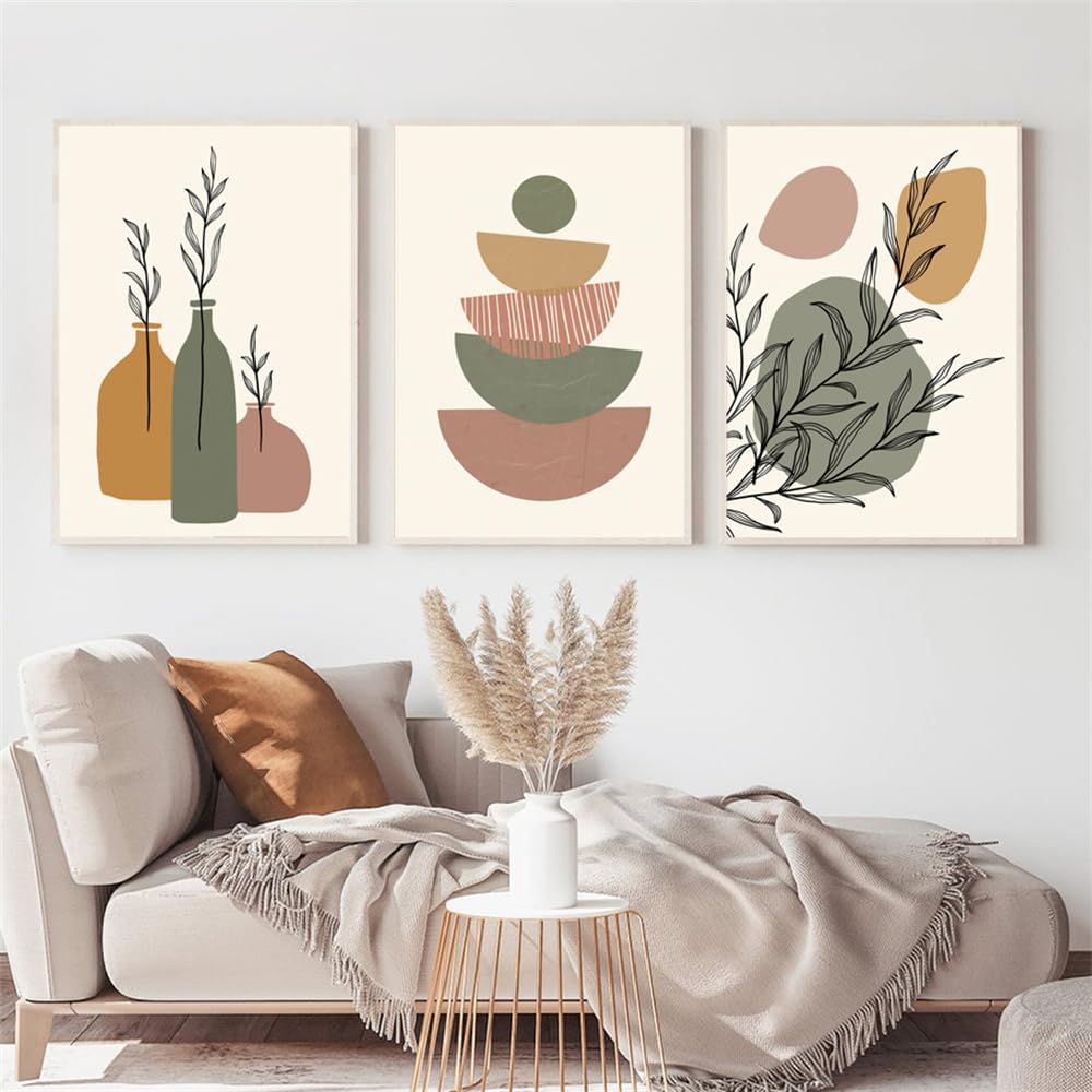 WBYZAC Wall Pictures-Aesthetics Abstract Geometric Vase Boho Posters Wall Art Pictures Bedroom Living Bedroom Kitchen Room Decor Prints Canvas Painting-40 * 50cm*3PCS (No Frame)