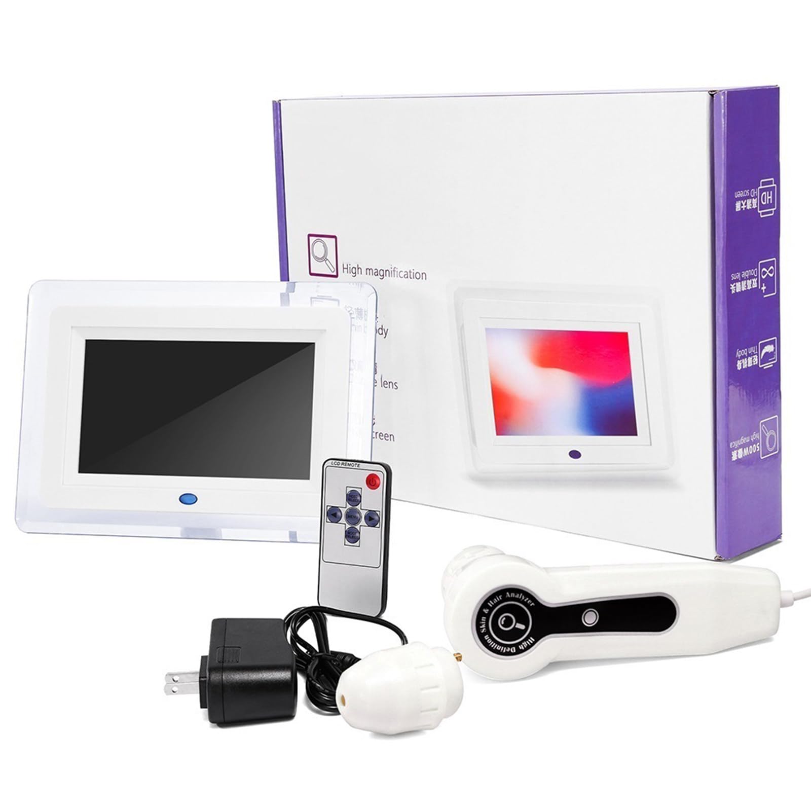 Rilevatore multifunzionale dei peli della pelle, analizzatore della pelle del viso con schermo HD da 7 pollici, ingrandimento 50X 200X, uso nel salone spa domestico