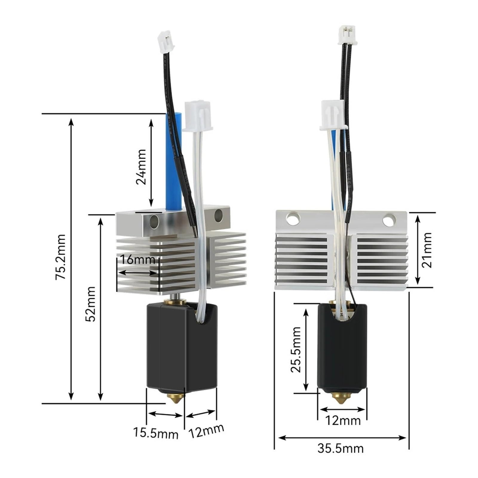 Kit Hotend for blocco riscaldante in ceramica Termistore Ugello in ottone Estrusore Stampa Stampante 3D Hot End(Kit A)