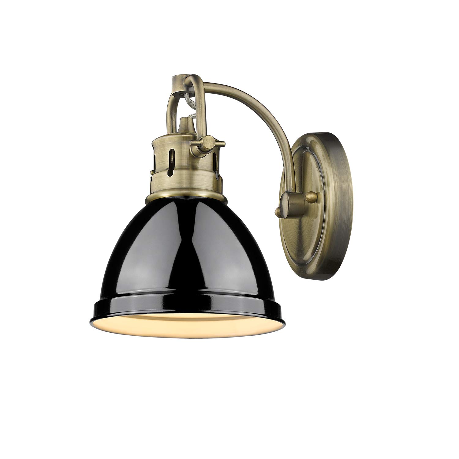Golden Lighting 3602-BA1 AB-BK Duncan Bath Vanity, 8.25"L x 6.5"W x 8.5"H, Aged Brass with a Black Shade