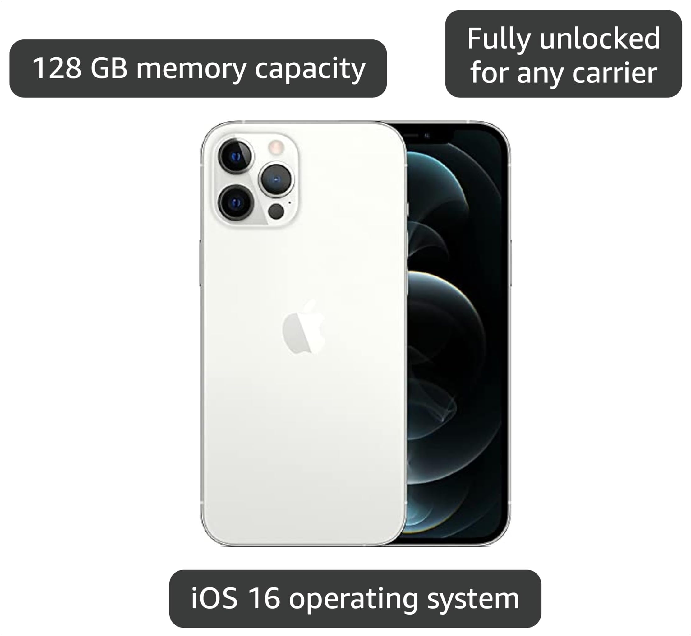 Amazon.com: Apple iPhone 12 Pro Max 5G, US Version, 128GB, Silver