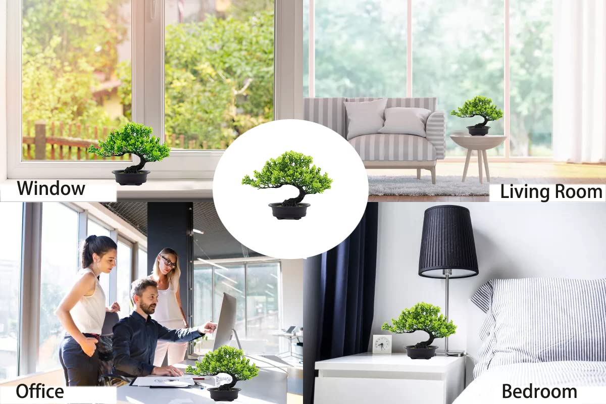 Artificial Potted Plants Fake Plant Faux Bonsai Tree Plastic Plants Simulation Fake Tree Greenery in Pots for Indoor Home Bathroom Kitchen Office Desk Garden Decoration,9.4H,Purple - Image 3