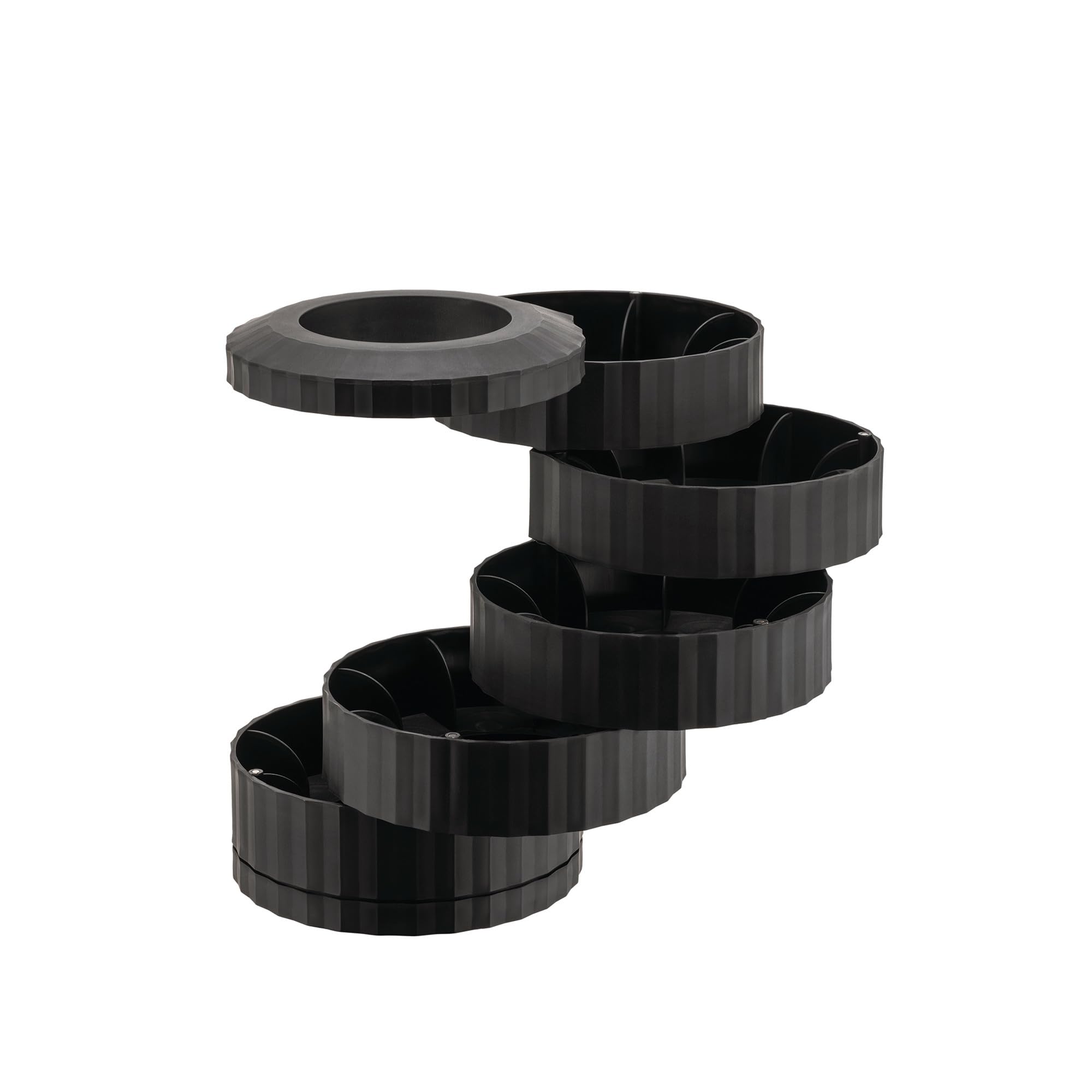 Alessi Plissé MDL19 B - Contenedor porta cápsulas Nespresso con 5 estantes giratorios, en resina termoplástica, negro