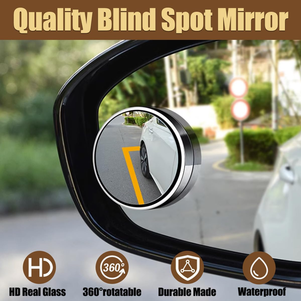 Car Accessories Blind Spot Car Mirror, Long Framed HD Glass And ABS Housing Convex Wide Car Dashboard Accessories