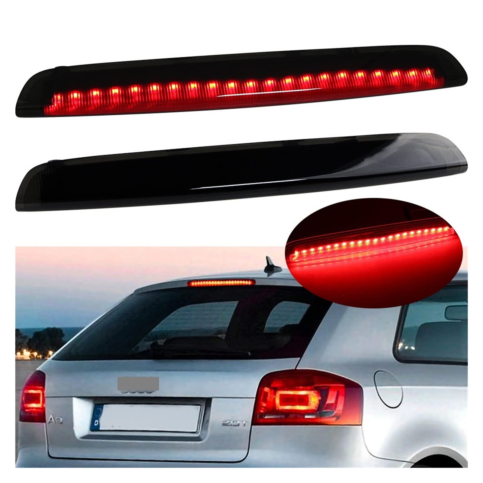 1 PZ LED di Alto Livello 3a Luce di Arresto Luce di Stop Accessori Auto 2004-2012 Misura for Audi A3 S3 RS3 OEM: 8P4945097C, 8P4 945 097 C Indicatore (Color : 1pcs LED Smoke Lens)