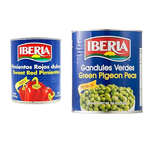 Iberia Sweet Red Pimientos 27.5 oz + Iberia Green Pigeon Peas, 105 onzas