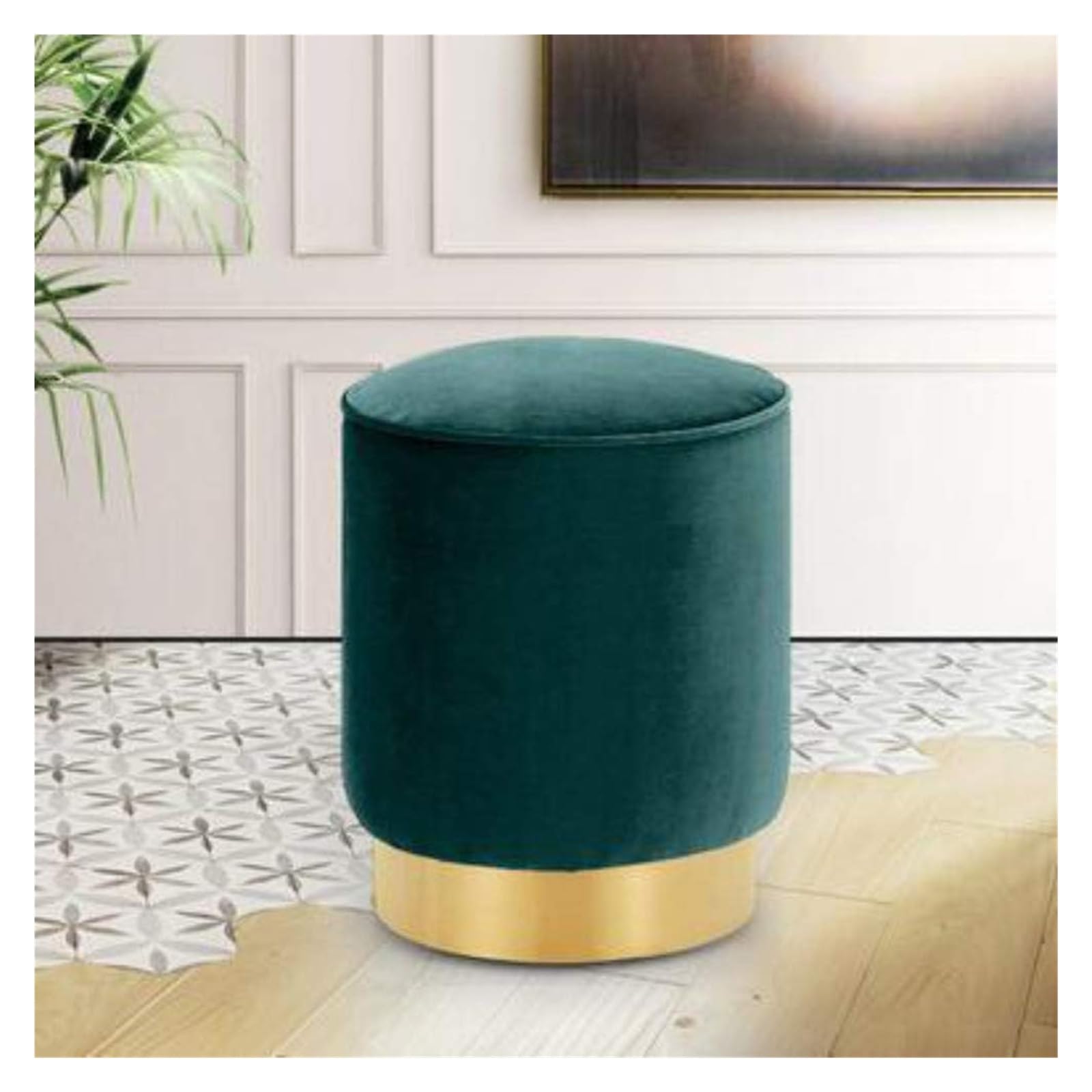 Tabouret à langer vert rond pouf en tissu salon porche