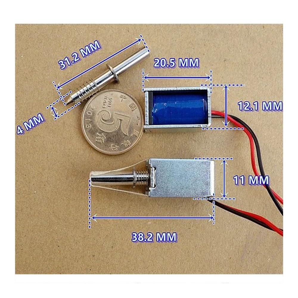 Elettromagnete in miniatura di spinta e trazione da 5 mm CC 5 V, 6 V e 12 V per telaio di serratura, serratura elettronica con riavvio a molla