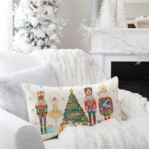 Miniatura 2 de PANDICORN Funda de almohada de Navidad de 12 x 20 pulgadas, decoración de cascanueces de Navidad, decoración de fiesta de árbol de Navidad,