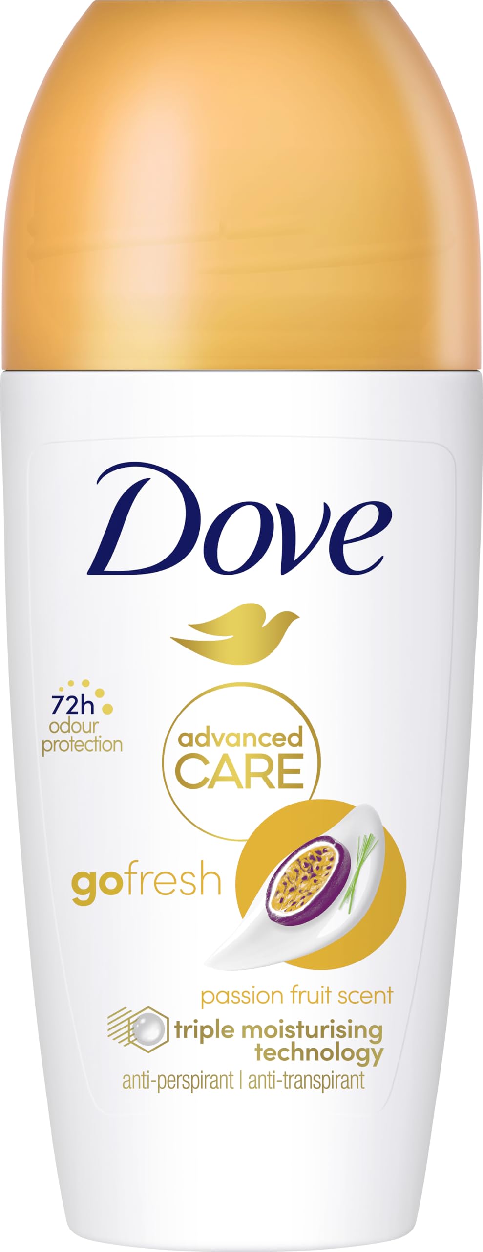 Dove Advanced Care Passion Fruit Antitranspirant-Deodorant Roll-On - Dreifache Feuchtigkeitswirkung, 48-Stunden-Schutz, Für Damen Und Herren, 6 x 50 ml