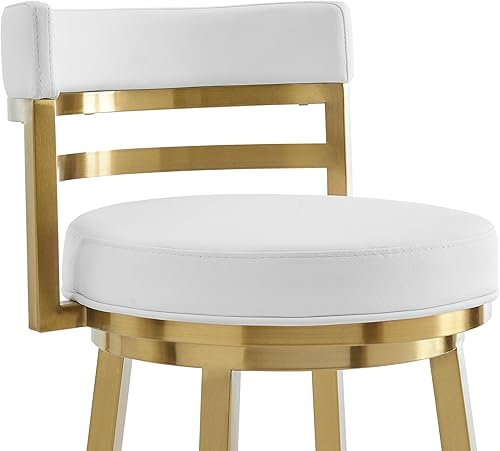 Miniatura 125 de Armen Living Madrid - Taburete giratorio de 30 pulgadas de altura de barra de cuero sintético gris moderno y acero inoxidable cepillado para Gris y