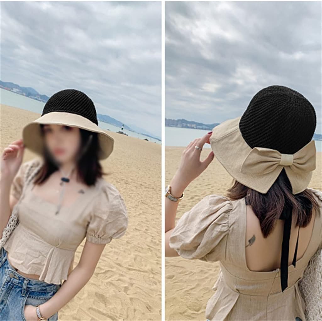 WHLTYH Summer Hats for Women Knitted Breathable Foldable Sun Hat w