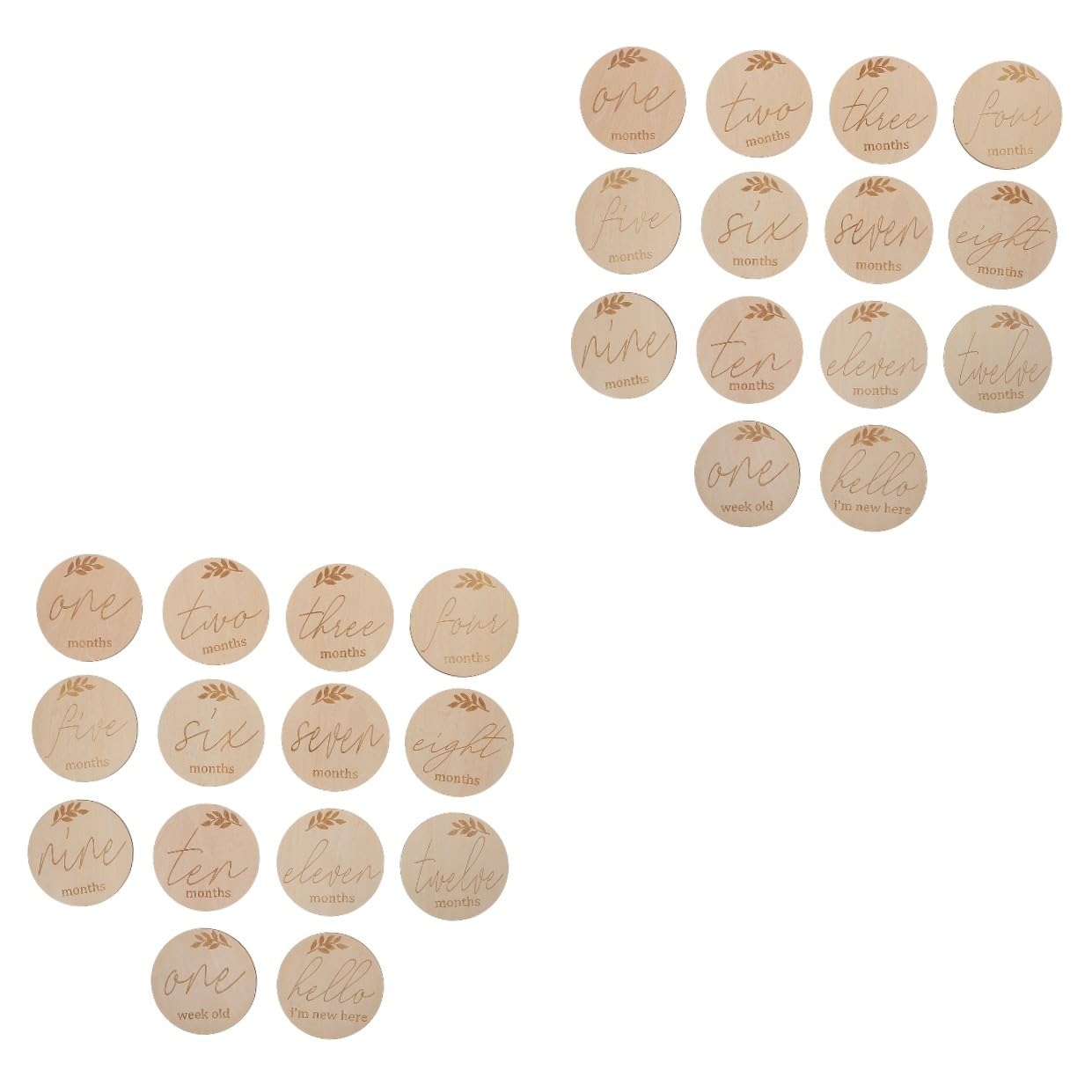 DOITOOL 28piezas Tarjetas De Madera para Bebés De Tarjetas Mensuales De Decoración De Crecimiento Infantil Ornaments De Madera para Fotografía Familiar Diámetro