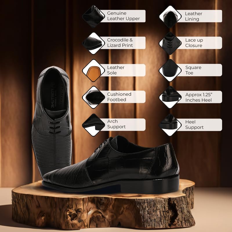 Image of LIBERTYZENO Mens Animal Print & Plain Genuine Leather Adults Lace Up Oxford Dress Shoes for Easter Gift